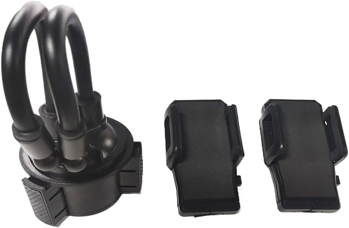 Cup Car Phone Holder, Double Car Cup Phone Holder, Universal Adjustable and Scalable Car Cup Holder Phone Mount Compatible with Phone Width 1.7""-3.7"" (Black)