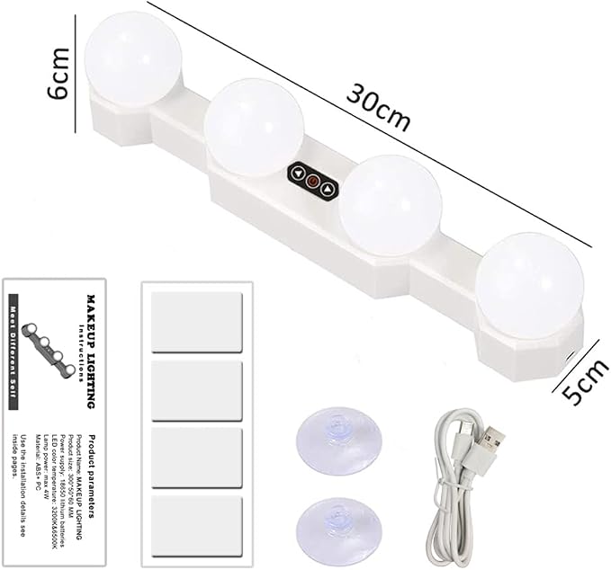 Cordless Rechargeable LED Vanity Mirror Light with Daylight Bulbs for Bathroom Makeup and Dressing Tables