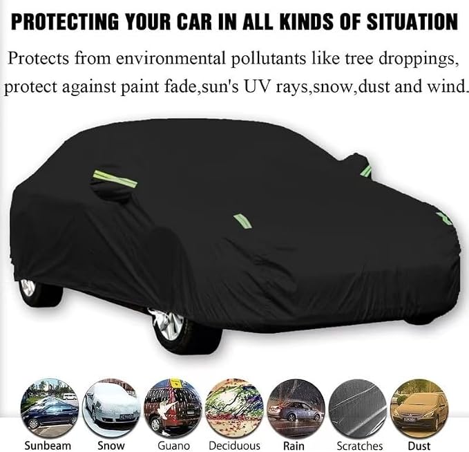 6 Layers Car Cover Waterproof All Weather, Heavy Duty Outdoor Car Cover Universal Fit Sedan Honda Civic,Ford Mustang,Chevrolet Camaro,Toyota Corolla etc.(Grey, 3L+ Sedan Length (180" to 194"))
