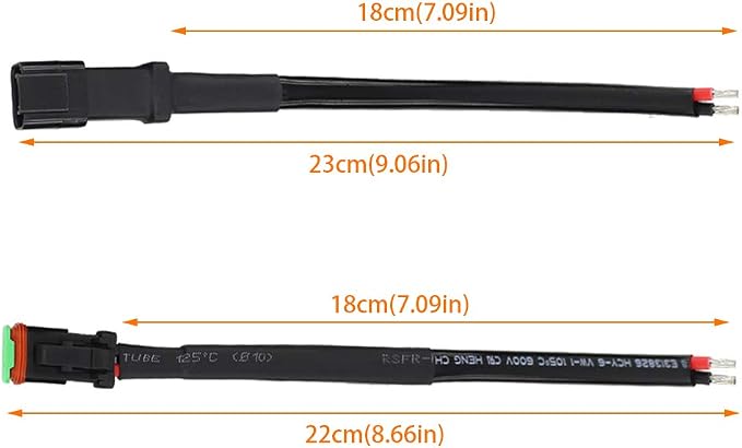 2 Set DT 2 Pin Male Female Wiring Harness for Car Fog Lights Work Driving Lights Bar Replacement Connectors