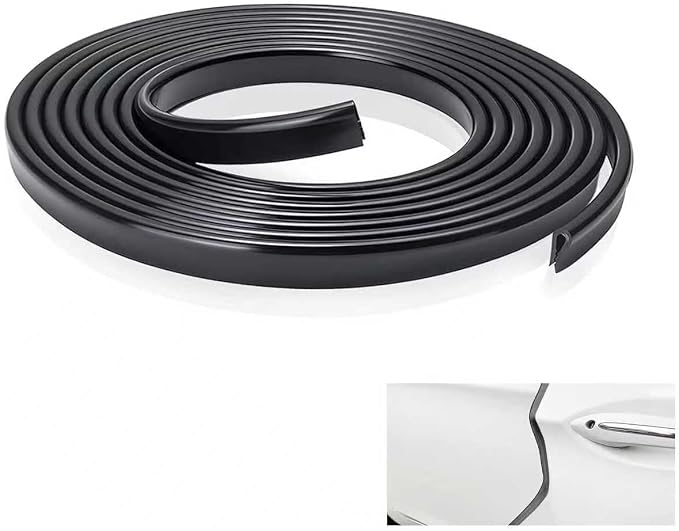 Car Door Edge Protector, 16.4Ft Anti-collision Silicone Trim, U Shape Soft Car Door Edge Protection Strip, Universal for Most Cars, Trucks, SUVs (Black)