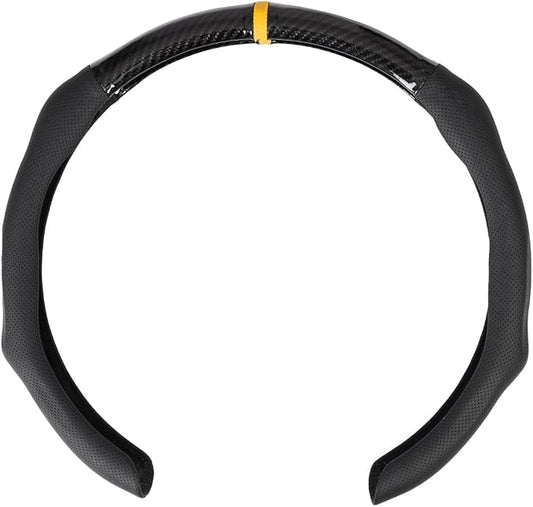 Car Steering Wheel Cover Napa Leather Non Slip Vehicle Steering Wheel Cover Protector, Quick Install Comfy Automotive Interior Decor, Universal fit 14½ to 15 inches Car Pickup SUV 14.5 to 15 inches