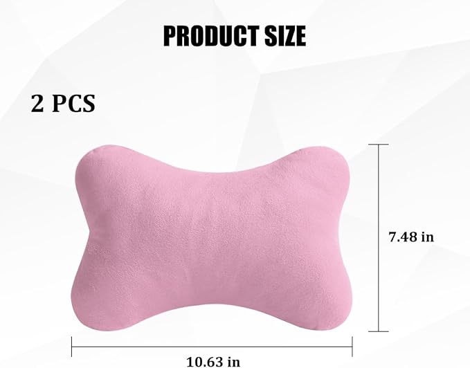 2PCS Car Neck Pillow, Soft Comfortable Vehicle Seat Neck Support Pillow Cushion for Relief Driving Fatigue, Breathable Auto Interior Headrest Neck Rest Pad, Universal for Vehicles (Pink)