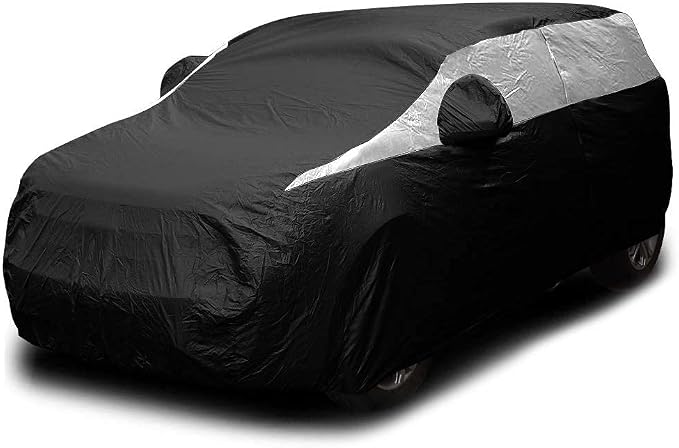 Titan Jet Black Poly 210T Car Cover for Compact SUV 170-187". Waterproof, UV Protection, Scratch Resistant, Driver-Side Zippered Opening. Fits Rav4, Rogue, CR-V and More.