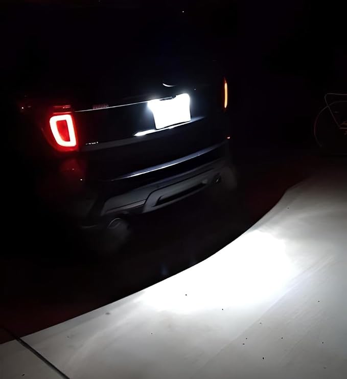 iJDMTOY Xenon White Full LED License Plate Light Kit Compatible With Ford C-Max Edge Transit Connect Ecosport Ranger, Jaguar XF XJ, 18-SMD White LED & Can-bus Error Free