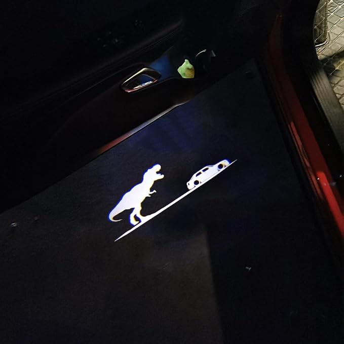 uuakarin 2PCS Car Door Logo Projector Lights Compatible with 300 300C 300S 2005- Present LED Ghost Shadow Light Laser Puddle Lamp Accessories (Dinosaur)