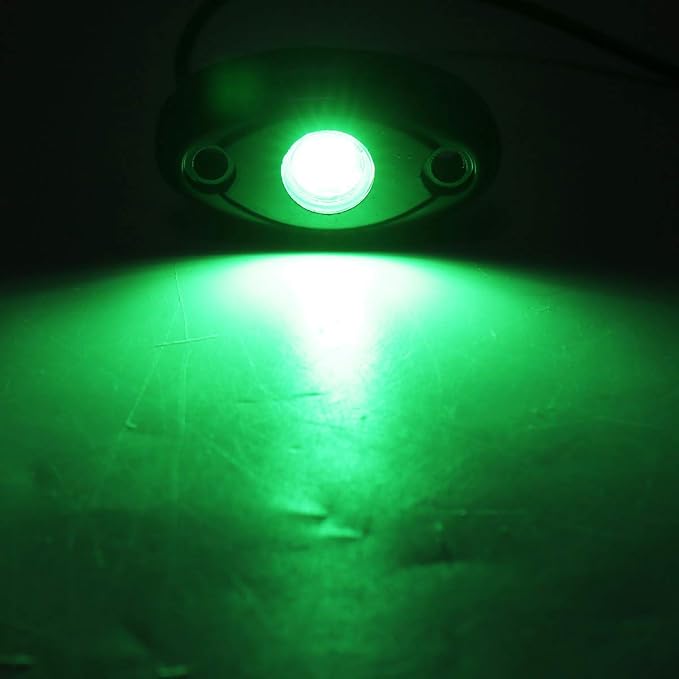 Green Underglow Led Rock Lights for Car, Wheel Well Lights, 12V 4 Pods | Waterproof Underbody Kit Crawler Crawling Dome Exterior Lamps for ATV RZR UTV SUV Off-Road Motorcycle Glow Trail Rig Fender