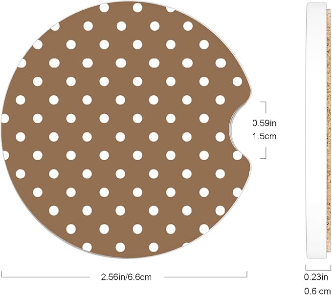 Ceramic Car Coasters – Absorbent Car Cup Holder Coaster Set for Women, Cute Aesthetic Car Accessories for Girls, 2 Pack (Tobacco Brown)
