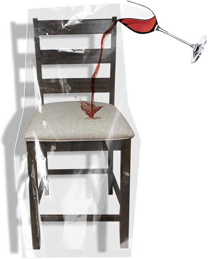 LAMINET Heavy-Duty Clear Chair Protectors - Protects Your Dining Room Chair All-Over from Dust, Dirt, Spills, Pet Hair/Dander, and Claws! Fits Chairs Up to 41”BH x 20" FH x 20”W x 22" D - Set of 4