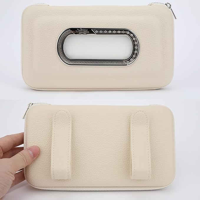 Car Tissue Holder, Visor Mask Holder, Sun Visor Napkin Holder, Car Mask Dispenser, Premium Leather Tissue Holder for Auto SUV Truck (Beige)