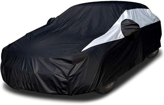 Titan Jet Black Poly 210T Car Cover for Sedans 186-202". Waterproof, UV Protection, Scratch Resistant, Driver-Side Zippered Opening. Fits Camry, Accord and More.