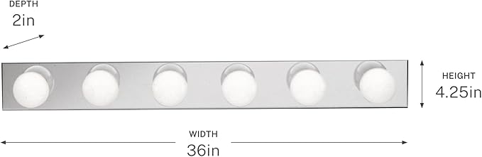 Kichler 6-Light Linear Bathroom Vanity Light Fixture, 36" Chrome Bath Bar for Bathroom over Mirror, Modern Transitional Wall Mount Lighting (36" W x 4.25" H x 2" D), 626CH