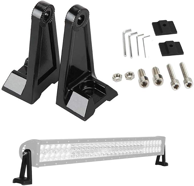 Light Bar Side Brackets Universal Side Mounting Brackets Kit for Jeep Offroad Truck Mounting Double Row LED Work Light Bar (Pair, Black)