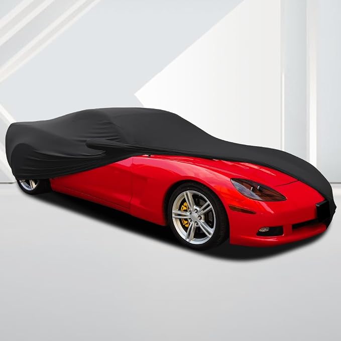 WinPower Indoor Sports Car Cover 163-181 inches Stretch Dustproof Protection Full Car Cover for Underground Garage, Car Show, Black