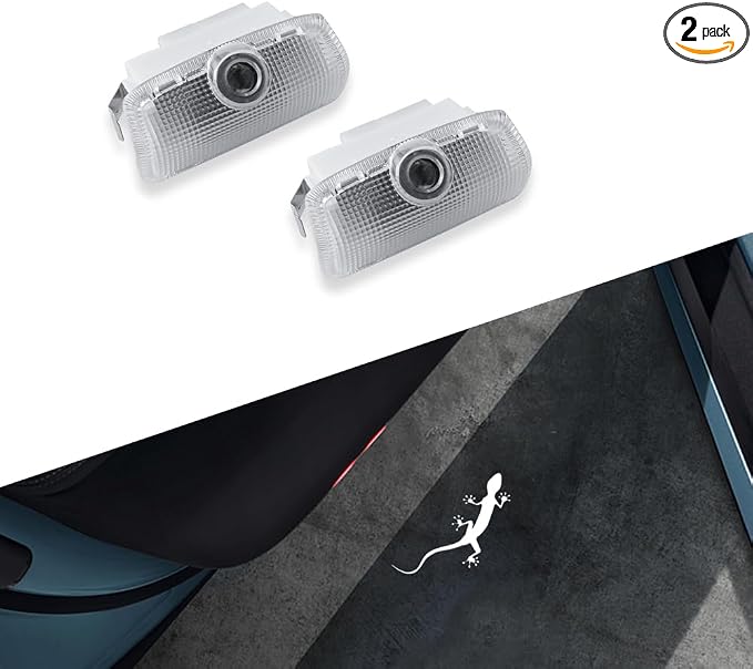 LED Door Projector Lights Fit for Infiniti Q50 Q60 Q70 QX50 QX60 QX70 QX80 G25 G37 EX FX M Series, HD Glass Lens Welcome Courtesy Puddle Lamps, Fade-Resistant Plug and Play (Gecko Pattern, 2pcs)