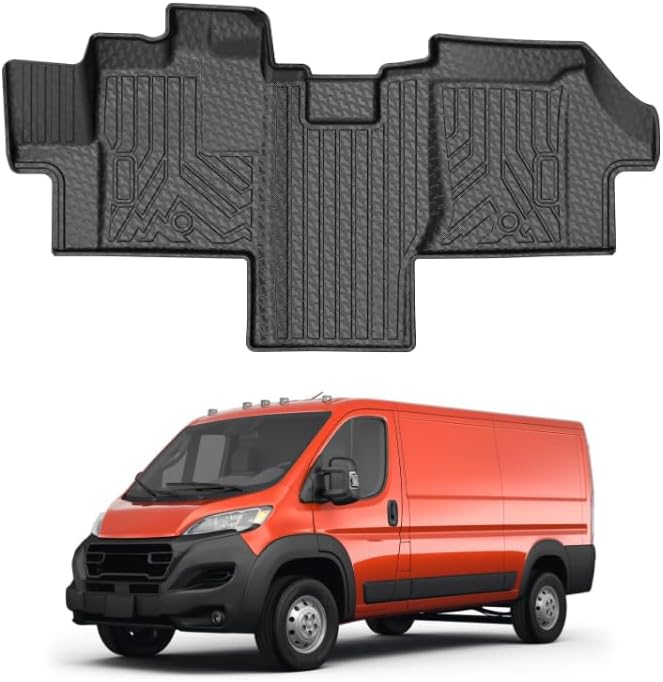 Mixsuper Floor mat for Ram Promaster 1500/2500/3500 2018-2026 (Not Fit for EV & Promaster City),All Weather TPE Rubber Floor Liners Protection for Promaster Accessories,1 Row Anti-Slip Car Mats, Black