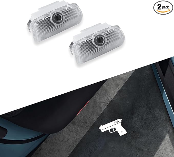 LED Door Projector Lights Fit for Infiniti Q50 Q60 Q70 QX50 QX60 QX70 QX80 G25 G37 EX FX M Series, HD Glass Lens Welcome Courtesy Puddle Lamps, Fade-Resistant Plug and Play (Pistol Pattern, 2pcs)