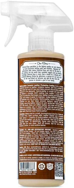 Chemical Guys, HydroLeather Ceramic Leather Coating for Interiors, 16 oz | Ceramic coating shields leather seats, furniture and boots, adding a protective layer that helps repel spills