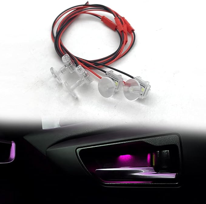 4pcs Pink Car LED Interior Door Light Door Panel Courtesy Warning Light Lamp for car atmosphere suitable for small cars SUV MPVs golf carts snowmobile vehicles ships