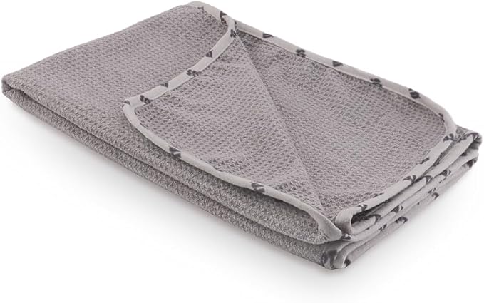 SPTA Microfiber Drying Towel, 2 PCs Car Wash Drying Towel, Waffle-Weave Highly Absorbent, Scratch Free,Big Cleaning Cloth Towel for Auto Detailing, 380GSM, 25.2 x 34.3 inch, Grey-MT033