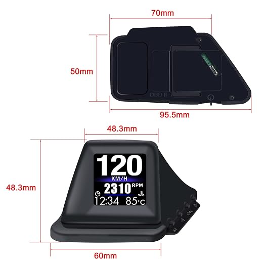 KAOLALI Head Up Display for Car Digital Speedometer Display GPS+OBD2 Dual System Smart Gauge MPH Clock RPM Over Speed Alarm Odometer for All Vehicle