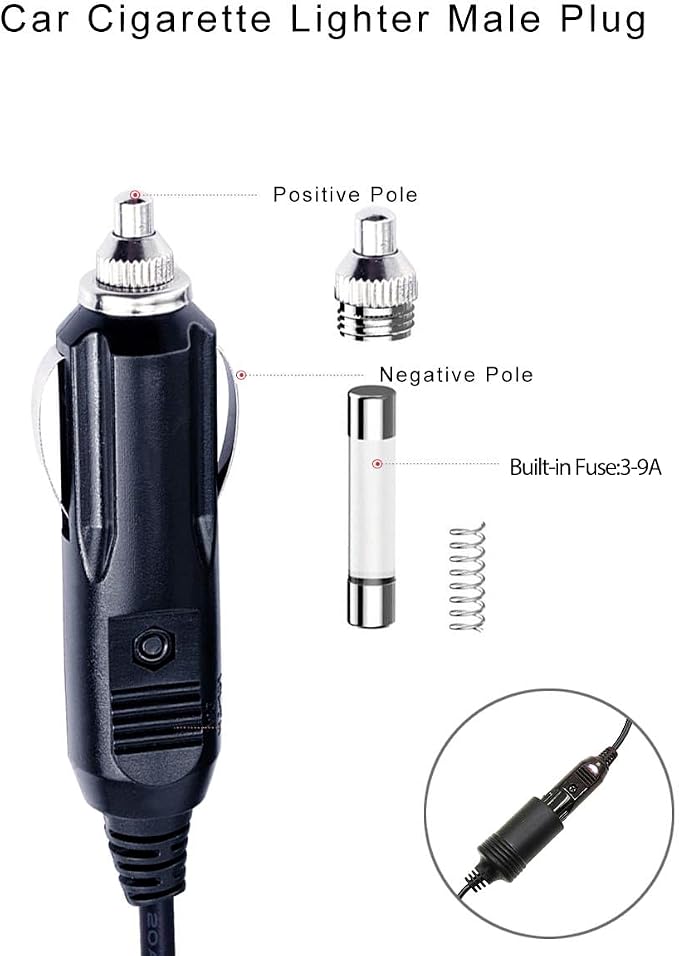 Car Charger for Spectra s1 Breast Pump,Tire Inflator Accessories 9FT 12V 9A | DC Power Cord 5.5x2.1mm ,Universal Cigarette Lighter Charger Cable Adapter for Portable Air Compressors,Camera