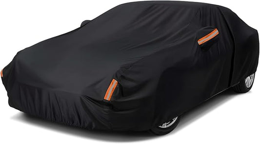NEVERLAND Sedan Car Cover Waterproof Heavy Duty All Weather Protection Snow Anti-UV Windproof Outdoor Full Car Cover Fit for Automobiles BMW/Mercedes-Benz/Honda（for Car Size:196''L x 72''W x 59''H）