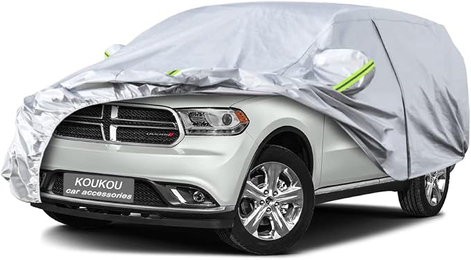 KouKou 6 Layers Car Cover Custom Fit Dodge Durango from 1998 to 2025, Waterproof Car Cover All Weather for Automobiles Outdoor Indoor with Zipper Door, Sun Rain Dust Snow Protection.