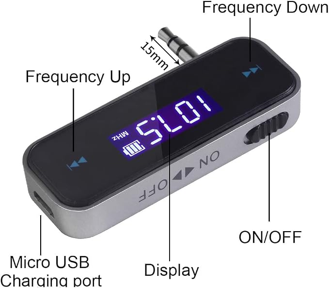 Beinhome FM Transmitter Audio Adapter Car Kit, Wireless in-Car Radio Transmitter Built-in 3.5mm Aux Port for Cars iPhone 6s 5 SE iPod iPad Smart Phones MP3 MP4 Audio Players