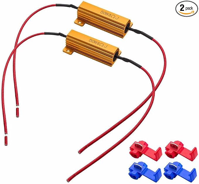 Safego 2-Pieces 50W 3Ohm LED Load Resistors - LED Load Resistors for LED Turn Signal Lights or LED License Plate Lights or DRL, Fix Hyper Flash Error
