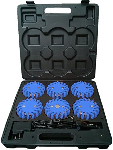 RPF16LM6 CASE OF 6 BLUE RECHARGEABLE 9-FUNCTIONS PORTABLE 16 LED POWER FLARE POWER-MARKERS ROADSIDE EMERGENCY MAGNETIC