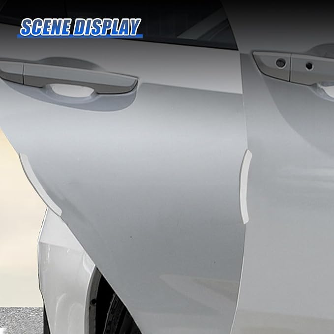 Craedli 4PCS Car Door Corner Edge Guards, Anti-Collision Auto Side Door Edge Trim Sticker, Universal Self-Adhesive Anti-Rub Vehicle Exterior Protector Decoration for SUV Pickup Truck (White)