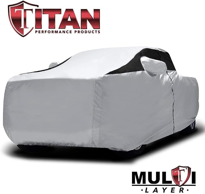 Titan Premium Multi-Layer PEVA Car Cover for Large Pick-up Trucks 213-234”. Waterproof, UV Protection, Anti-Scratch Protective Lining, Driver-Side Zippered Opening. Fits F-150, Silverado and More.
