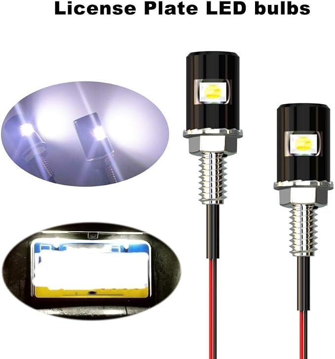 License Plate Light, License Tag Screw Bolt LED, Super Bright 12V Waterproof License Plate LED Bulb Motorcycle Tag Lights Legal for Motorcycle Bike Truck RV ATV, Cool White(2PCS)
