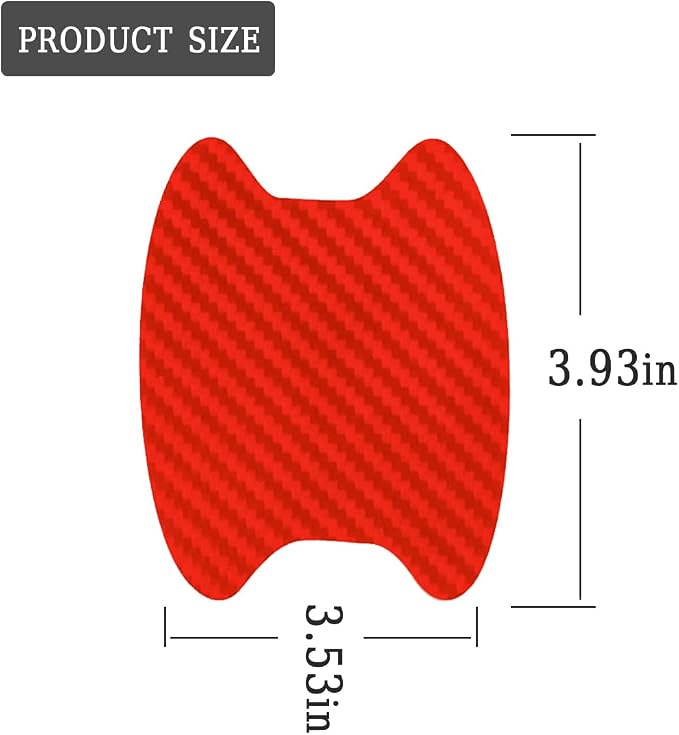 8PCS Car Door Handle Sticker, Carbon Fiber Anti-Scratches Car Door Cup Protector, Non-Marking Auto Door Handle Protective Film, Self-Adhesive Door Side Paint Protector for All Cars (Red/8PCS)