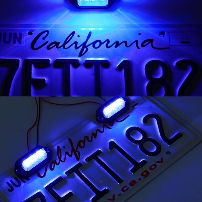 LivTee License Plate LED Light 2PCS, Universal 12V Waterproof Tag Lamp for Car Truck SUV RV Trailer Boat Van, Blue