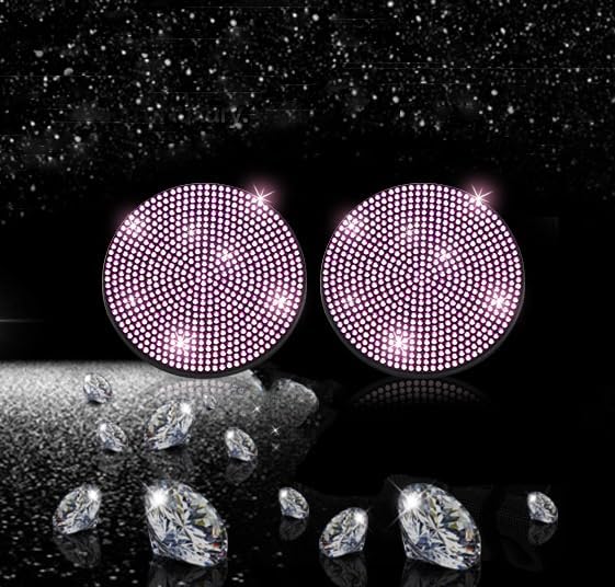 NBTEPEM 2pcs Bling Car Cup Holder Coaster, 2.75 inch Anti-Slip Shockproof Universal Fashion Car Coasters Insert Bling Crystal Rhinestone Automotive Interior Accessories for Women (2 pcs, Pink)