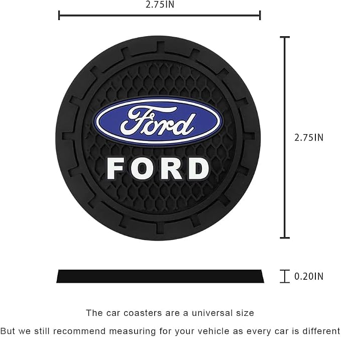Car Cup Holder Coaster for Ford Universal Non-Slip Cup Holder Insert Coaster Car Interior Accessories,Black 2PCS