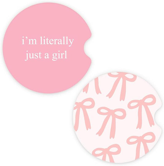 Ceramic Car Coasters – Absorbent Car Cup Holder Coaster Set for Women, Cute Aesthetic Car Accessories for Girls, 2 Pack (Mauve)