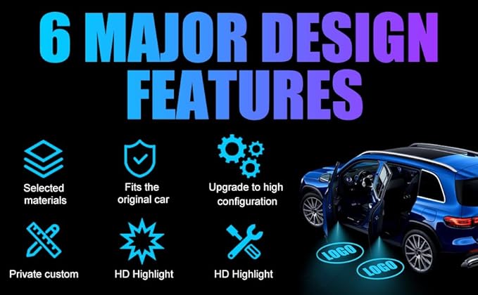 SPOBODY 2PCS Car Door Light Projector Led Car Door Projector Rechargeable HD Car Welcome Courtesy Ghost Shadow Lamp Fit for All Cars (for Too-yo-ta)