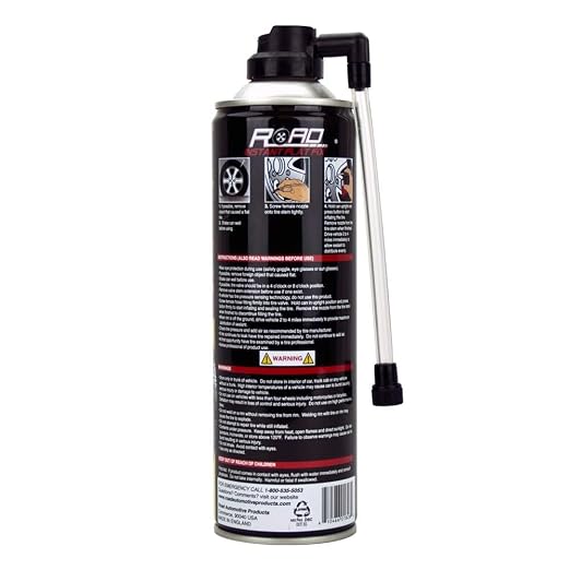 Road Instant Fixes Flat Tire Easy Hose Tire Inflator Air Filler Sealant 16oz (1 Pack)