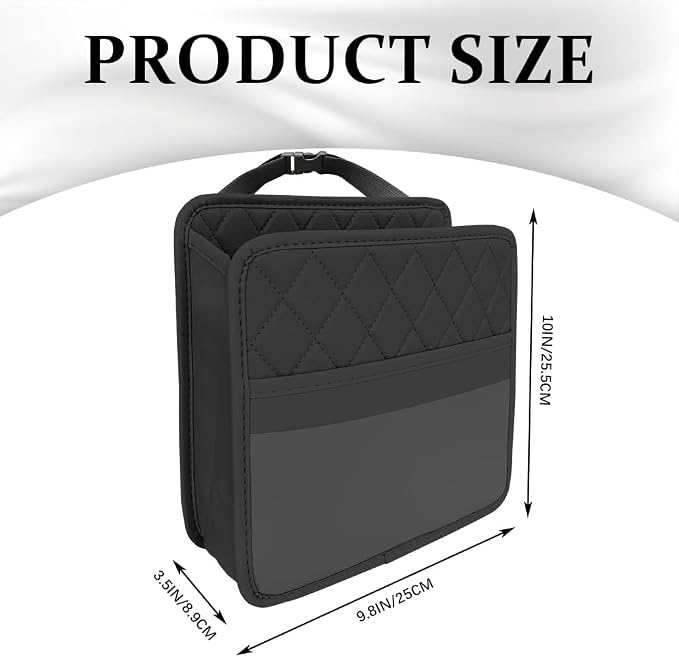 Car Seat Back Organizer, Car Organizers and Storage, PU Leather Vehicle Backseat Hanging Storage Pocket, Multipurpose Auto Organizer Hanging Universal for Most Vehicles (Black)