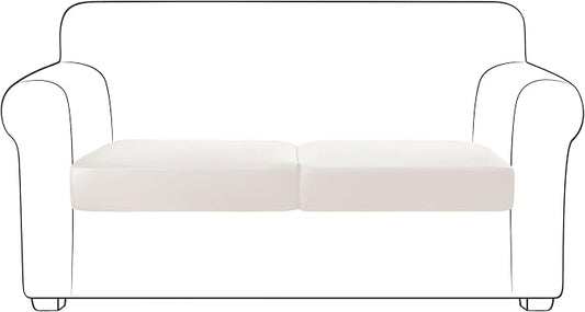 Yates Home PU Leather Couch Sofa Cushion Slipcover Water-Proof Elastic Chair RV Seat Covers Loveseat Sofa Furniture Protector Slip Cover for Seater Replacement Living Room（2 Pieces, Beige）