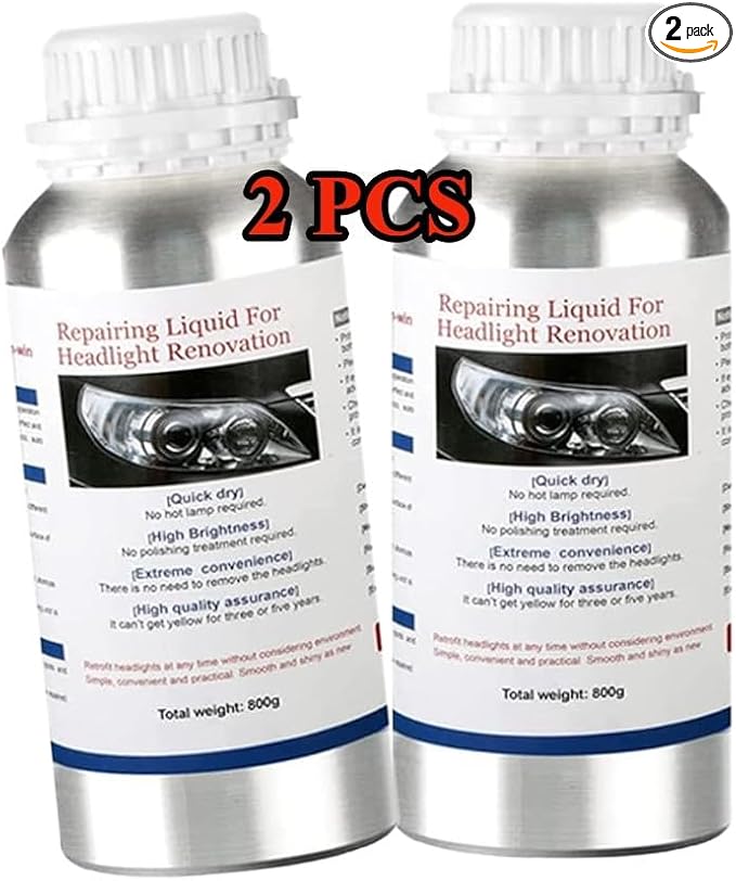 Car Headlight Scratch Repair Liquid,Polymer Car Headlight Liquid,Polishing Tool for,Restore and Repair Dull Yellow Headlights (1600, Grams)