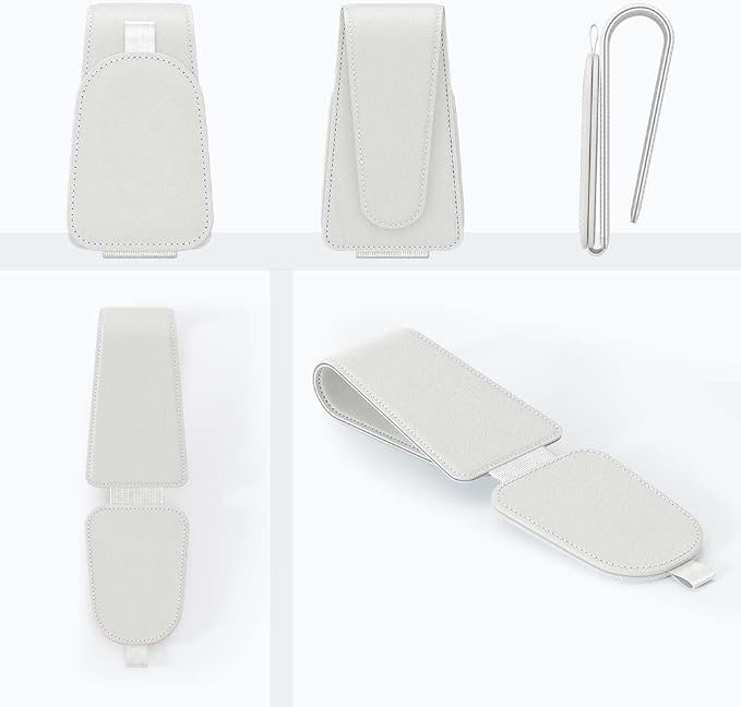 Sotfamily Sunglass Holder for Car Visor, White, 2 Packs | Suede Cloth, Magnetic, Organizer for Car Accessories