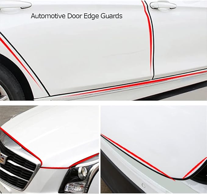 Automotive Door Edge Trim Molding Kit with Tape, L Shaped Lip Guard for Car Fenders, Running Boards, Camper Shells, Spas, Mirrors Edge and More, Black(26Feet)