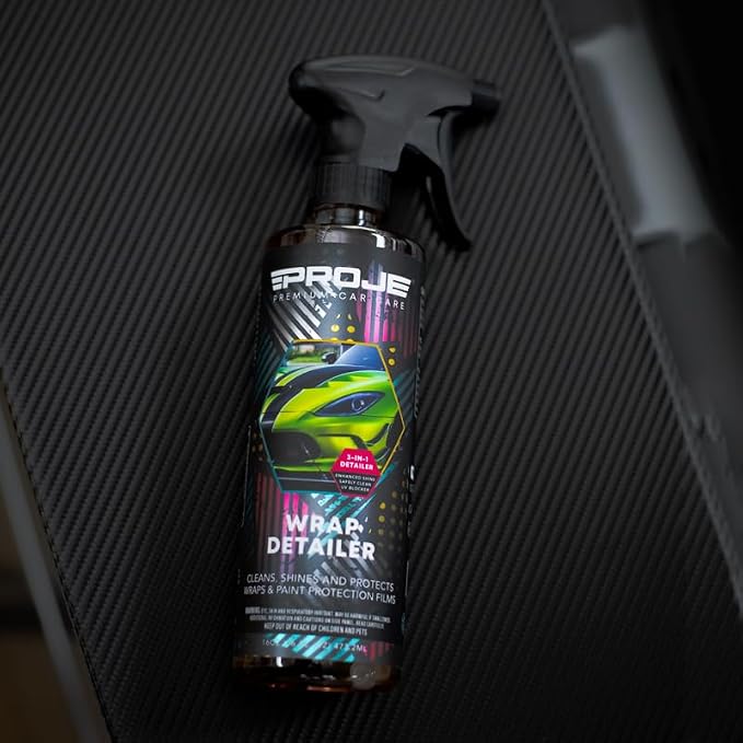 Proje Wrap Detailer - Professional Car Wrap Quick Detailer - Works on Gloss, Satin, & Matte Finishes - Cleans, Hydrates, & Protects Vinyl, Graphics, Clear Bra, & Paint Protection Film - 16 Fl Oz