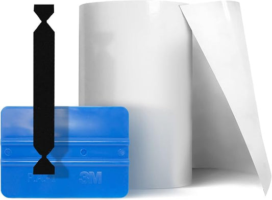 VViViD Clear Gloss Paint Protection Bulk Vinyl Wrap Film 8" Roll Including 3M Squeegee and Black Felt Applicator (8" x 60")