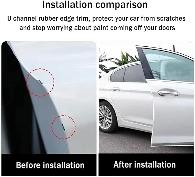 Car Door Edge Guards, White U Channel Rubber Trim Protector for Cars & Trucks, Anti-Scratch Door Edge Guard – 5Ft Length