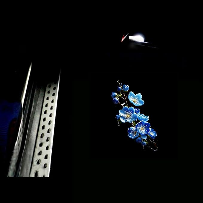 2PCS Car Door Light Logo Projector Wireless Blue Flower Floral Car Accessories for Women Universal Fit for Most Cars/Trucks/SUVs Car Accessories (Light-Flower Blue)
